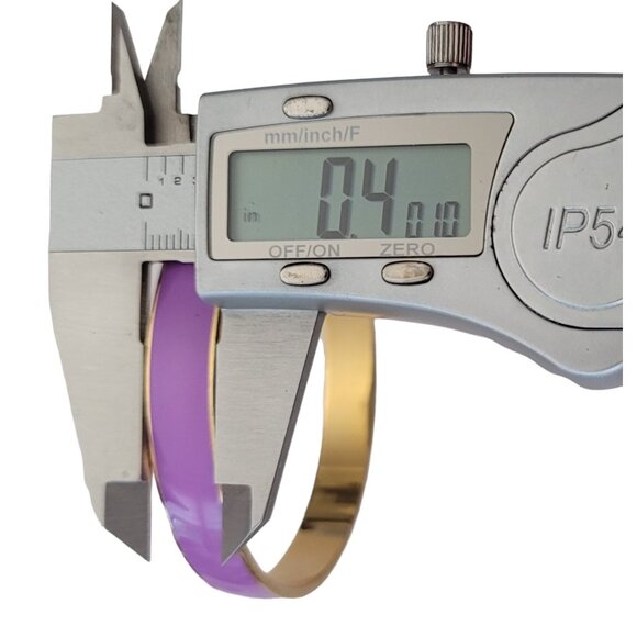 J.Crew Gold Tone Purple Lavender Enamel Bangle Bracelet E961 - Picture 8 of 9